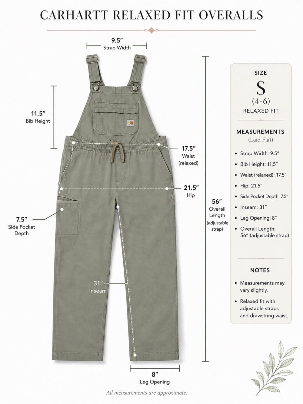 Carhartt women Olive Green Utility Overalls - Picture 3 of 3